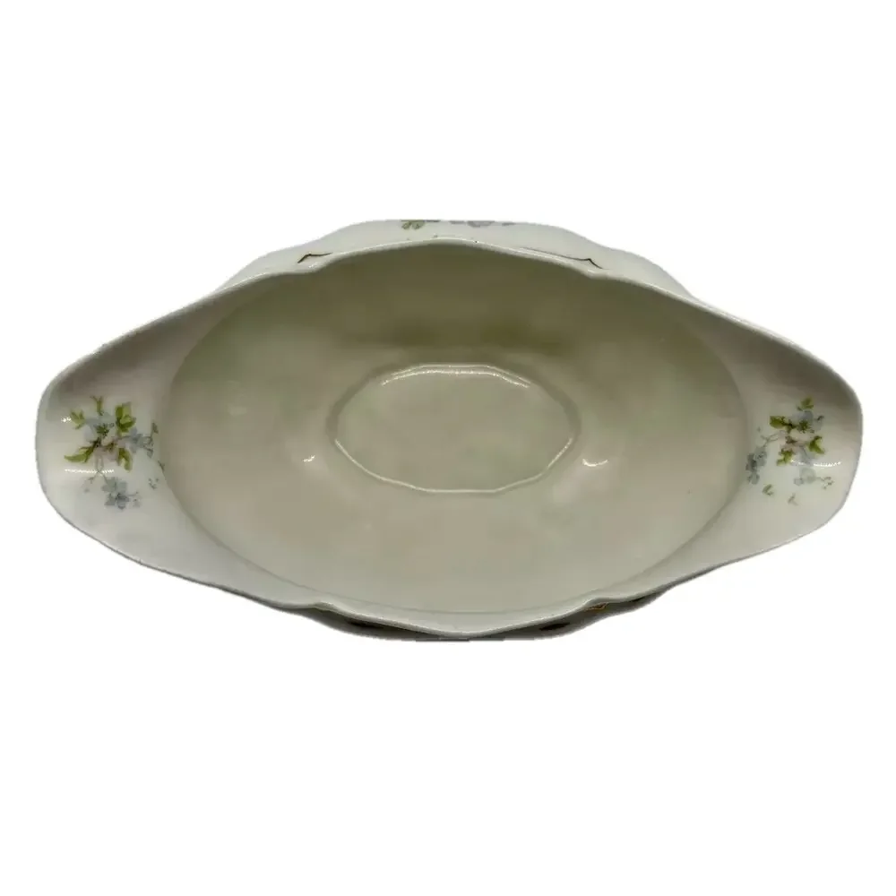 Antique PH Leonard Gravy Boat w/ Pink & Lavender Flowers Made In Vienna Austria